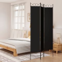 Διαχωριστικό Δωματίου με 3 Πάνελ Μαύρο 120x220 εκ. από Ύφασμα 350165