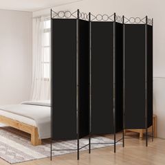 Διαχωριστικό Δωματίου με 6 Πάνελ Μαύρο 240x220 εκ. από Ύφασμα 350177