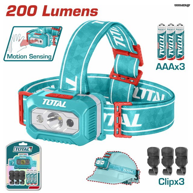 Φακός Κεφαλής LED TOTAL 100-200 Lumens Επαγγελματικός ( THL013AAA6 )