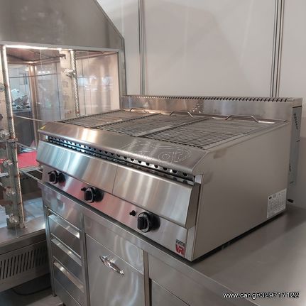 ARTEMIS 3 - VRETTOS. Γκριλ αερίου, βαρέως τύπου με συρτάρι νερού, 121*69*34 εκ. καινούριο, ελληνικής κατασκευής. Ποιότητα & Τιμή Stockinox