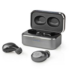 Bluetooth ακουστικά handsfree NEDIS HPBT5056GY με θήκη φόρτισης σε γκρι χρώμα
