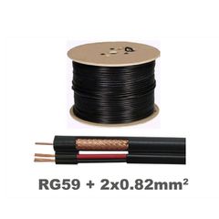Καλώδιο σε μαύρο χρώμα 200m ομοαξονικό 75 Ohm RG-59 & ένα κολλητό καλώδιο 2Χ0.82mm DS-1LC1SCA2C-200B