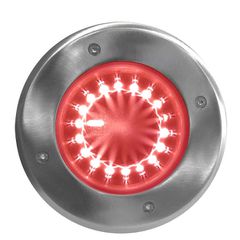 Φωτιστικό δαπέδου στρογγυλό inox 1W κόκιινο φως 230v στεγανό ΙΡ67 με 18 led οριζόντια