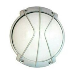 Φωτιστικό πλαφονιέρα γκρί Ø282mm με πλέγμα & πρισματικό γυαλί για λάμπες Ε27 στεγανό IP45
