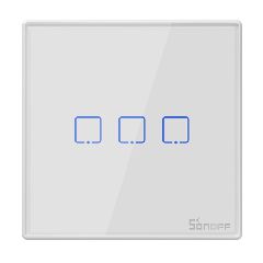 Smart διακόπτης SONOFF T2EU3C-RF 433MHz αφής τριπλός συμβατός με Google Assistant & Amazon Alexa
