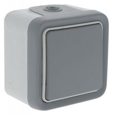 Διακόπτης LEGRAND σειρά Plexo IP55 Αλέ - Ρετούρ πλήρης σε γκρι χρώμα επίτοιχης τοποθέτησης