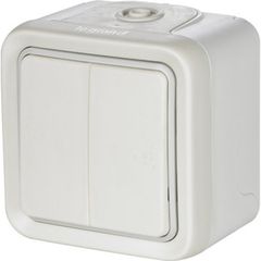 Διακόπτης διπλός LEGRAND σειρά Plexo IP55 Αλέ - Ρετούρ επίτοιχης τοποθέτησης πλήρης σε λευκό χρώμα
