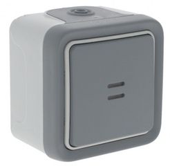 Διακόπτης LEGRAND σειρά Plexo IP55 Αλέ - Ρετούρ φωτεινός πλήρης σε γκρι χρώμα επίτοιχης τοποθέτησης