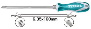 Κατσαβίδι μαγνητικό διπλό TOTAL THT250206 PH2 + SL6.3 X 160