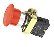 Μπουτόν πόρτας πίνακος LEY5-BS542 μεταλλικό 230V Φ22 με μανιτάρι & μανδάλωση Φ40