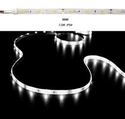 Led ταινία 5m 7.2W/m 12VDC ψυχρό λευκό φως IP54 στεγανή αυτοκόλλητη 30LED5050/m