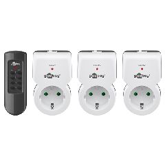 Σετ 3 προγραμματιζόμενων πριζών 1100W εσωτερικής χρήσης με ένδειξη λειτουργίας LED & τηλεχειριστήριο