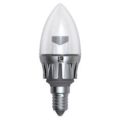 Λάμπα led C37 κερί Ε14 5W 230V 3000k θερμό λευκό φως 360 lumen ασημί σώμα διάφανο γυαλί