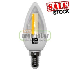 Λάμπα LED κεράκι E14 3W 230V 3000k θερμό λευκό φως 250lm με διάφανο γυαλί