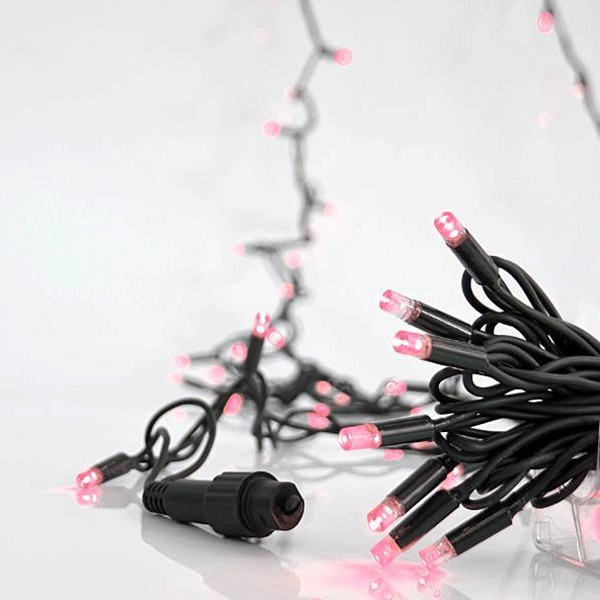 100 Χριστουγεννιάτικα led λαμπάκια ροζ 5mm με IP65 και δυνατότητα επέκτασης