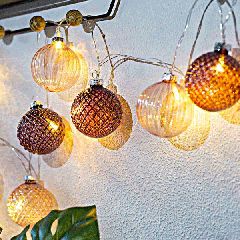 10 led γυάλινες μπάλες 6cm ροζ σε θερμό φως 5mm με διάφανο καλώδιο & μετασχηματιστή IP44