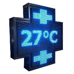 Σταυρός φαρμακείων ηλεκτρονικός LED 70x70cm με μεταλλικό πλαίσιο μπλε χρώμα