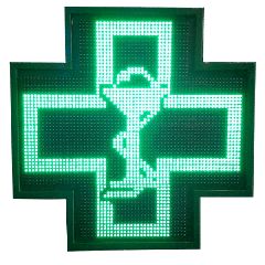 Σταυρός φαρμακείων ηλεκτρονικός LED 100x100cm με μεταλλικό πλαίσιο πράσινο χρώμα
