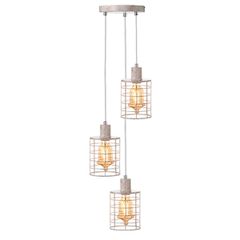 Κρεμαστό φωτιστικό vintage metallic με design κλουβί τρίφωτο για λάμπες Ε27