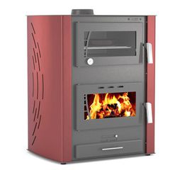 Σόμπα ξύλου υδραυλική GSW 35Kw OVEN με συρτάρι συλλογής στάχτης στο κάτω μέρος και εμαγιέ φούρνο