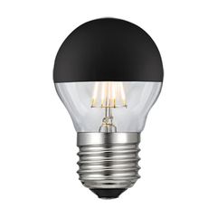 Λάμπα led filament ανεστραμμένου καθρέπτη μαύρη Ε27 4W 230V 2700k θερμό φως 400Lm ντιμαριζόμενη