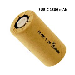 Μπαταρία επαναφορτιζόμενη NI CD 1300mAh SUB C με επίπεδη κορυφή χωρίς λαμάκια κόλλησης