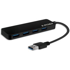 USB 3.0 type-A Hub αλουμινίου 4 θυρών σε μαύρο χρώμα με LED ένδειξη λειτουργίας