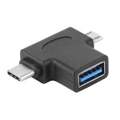 Αντάπτορας USB 3.0 (F) σε USB Type-C και Micro POWERTECH CAB-U117 σε μαύρο χρώμα