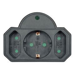 Αντάπτορας ρεύματος POWERTECH PT-817 1x schuko 2x euro 16A μαύρος με προστασία υπέρτασης