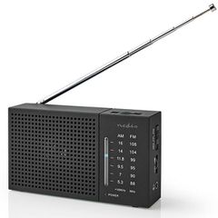 Μini φορητό ραδιόφωνο FM / AM NEDIS RDFM1200BK σε μαύρο χρώμα με υποδοχή ακουστικών jack 3,5mm