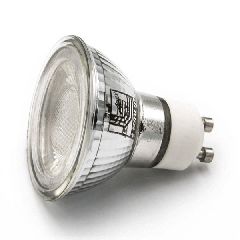 Λάμπα led cob GU10 γυάλινη 6W 230V ενδιάμεσο λευκό φως 4000k 600Lm Ø50mm δέσμης 38°