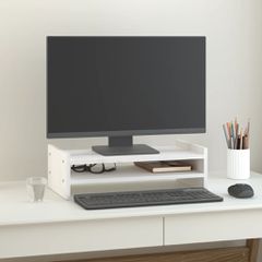 vidaXL Βάση Οθόνης Λευκή 50 x 27 x 15 εκ. από Μασίφ Ξύλο Πεύκου