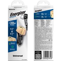 Φορτιστής Αυτοκινήτου Energizer D38BG με PD, QC με έξοδο USB-C/USB-A 38W/4A  Μαύρο-Χρυσό ΕΧ