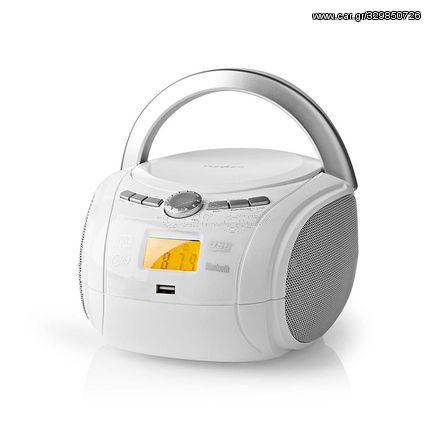 NEDIS SPBB100WT Φορητό bluetooth ραδιόφωνο με CD / USB / MP3 / AUX, 9W σε λευκό χρώμα. SU