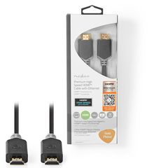 NEDIS CVBW34050AT10 Premium καλώδιο HDMI High Speed με Ethernet αρσ. - αρσ. 1.0m, σε ανθρακί χρώμα. SU