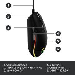 Logitech - G203 LIGHTSYNC Gaming Mouse Black / Computers-thumb-4