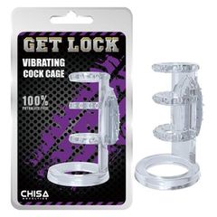 Get Lock Vibrating Cock Cage-Clear-thumb-1