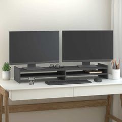vidaXL Βάση Οθόνης Γκρι 100 x 27 x 15 εκ. από Μασίφ Ξύλο Πεύκου