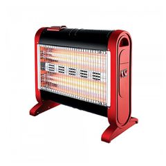 Θερμάστρα χαλαζία σε κόκκινο χρώμα 1600 Watt με 4 λάμπες διαθέτει ανεμιστηράκι Telemax QH-1601