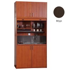 Πολυκουζίνα mini kitchen 125cm με πατάρι & αριστερή γούρνα απόχρωση βέγγε για ξενώνες, γραφεία & φοιτητικά studio