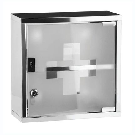 Φαρμακείο INOX με κλειδαριά και μαγνητική πόρτα 30x12x30hcm