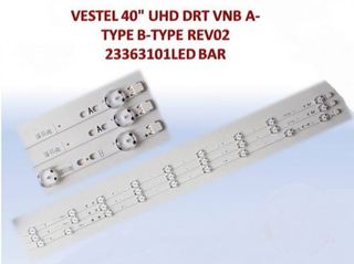 VESTEL 40" UHD DRT VNB A & B TYPE REV02 LED BAR SET 3PCS