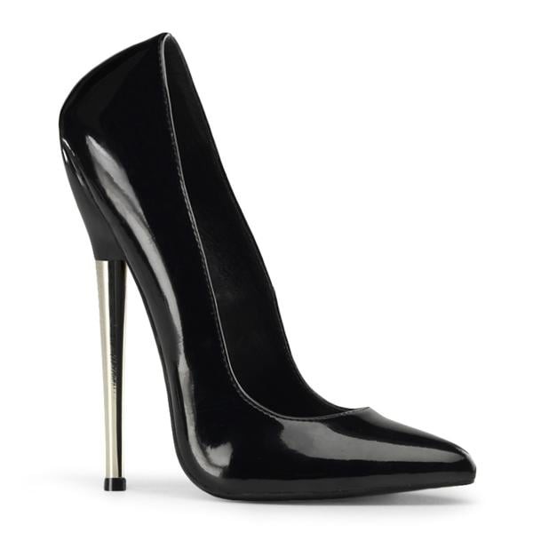 Devious high heels pump black patent solid brass heel DAG01/B