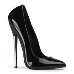 Devious high heels pump black patent solid brass heel DAG01/B