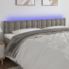 Κεφαλάρι Κρεβατιού LED Ανοιχτό Γκρι 160x5x78/88 εκ. Βελούδινο 3122100