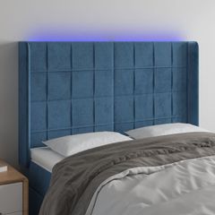Κεφαλάρι Κρεβατιού LED Σκούρο Μπλε 147x16x118/128 εκ. Βελούδινο 3124100