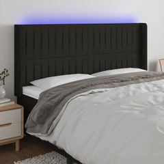 Κεφαλάρι Κρεβατιού LED Μαύρο 203x16x118/128 εκ. Υφασμάτινο 3124310
