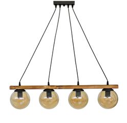 Κρεμαστό φωτιστικό με γυαλιά μελί R-600 CABLE RAGA 4/L WOOD Heronia 30-0074