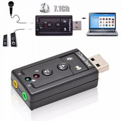 Κάρτα ήχου USB 7,1 CH Black External USB 2.0 to 3D Virtual Audio Sound Card Adapter Converter 7.1 CH