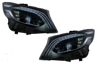 Full LED Headlights suitable for Mercedes V-Class W447 (2016-2020) Black-thumb-5